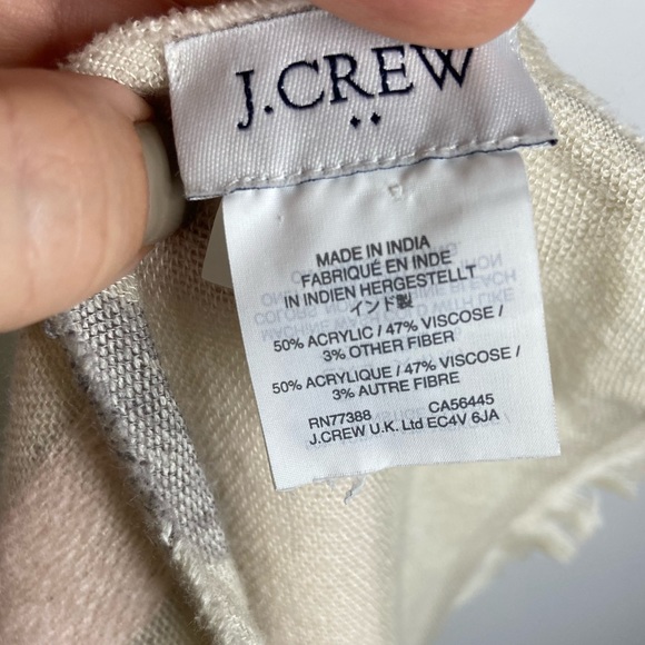 J. CREW Double-Side Beige Scarf Gray & Pink Strips - Picture 8 of 9